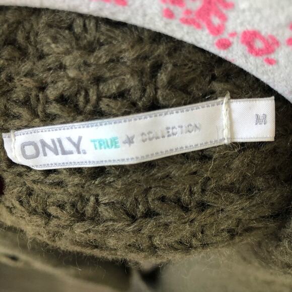 Only Women's Olive Green Knit Knee Length Short Sleeve Cardigan Size M - Picture 3 of 4